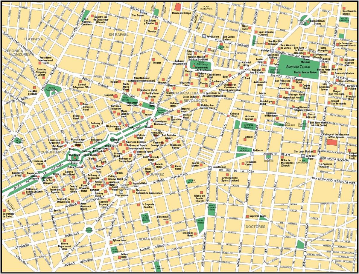 mapa ng Mexico City sightseeing