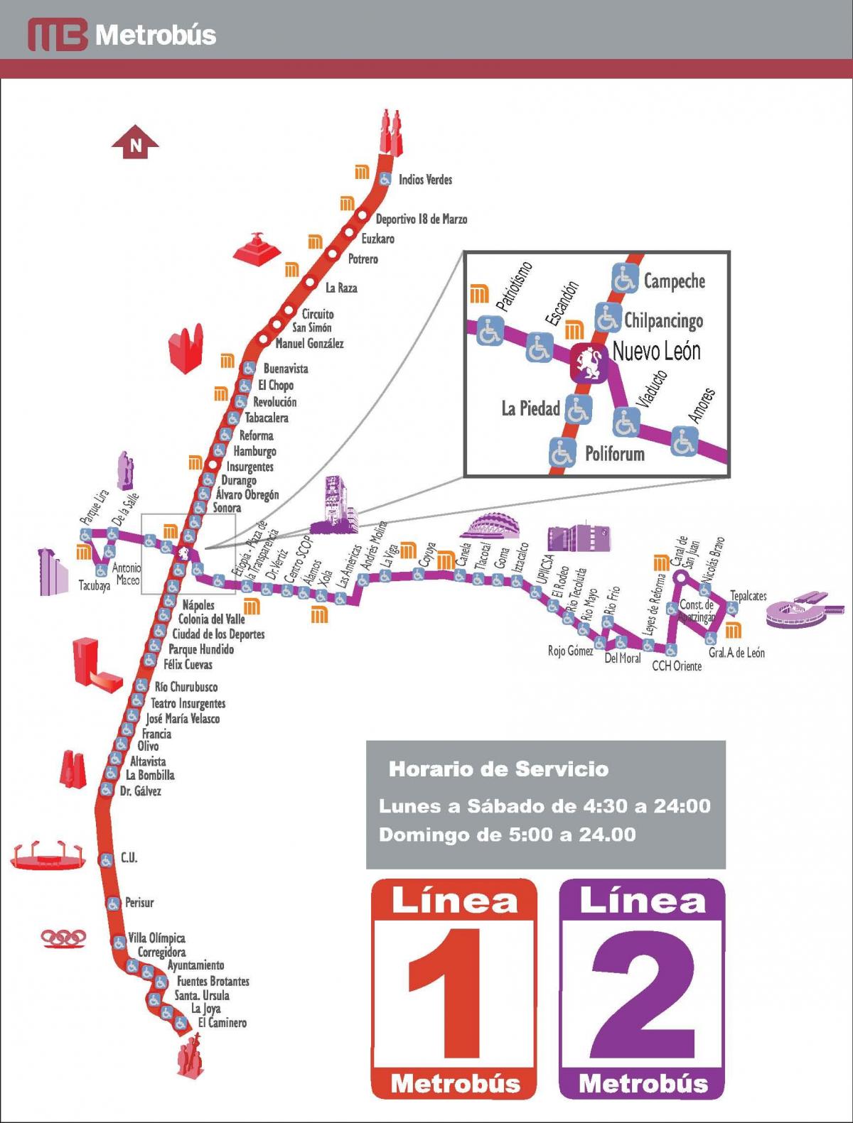 mapa ng metrobus Mexico City