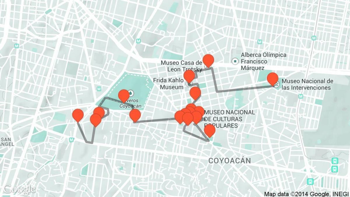 mapa ng Mexico City walking tour