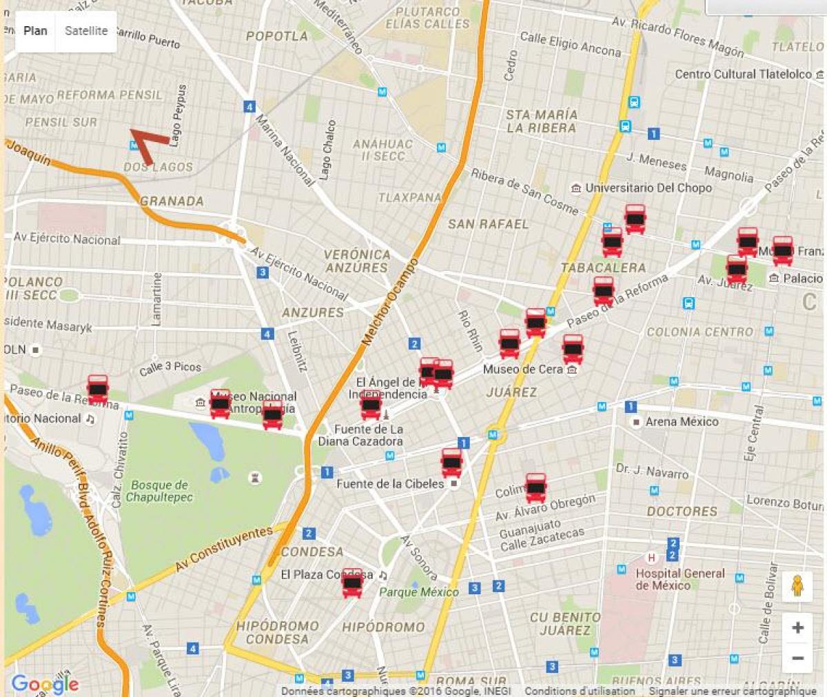 turibus Mexico City ruta ng mapa